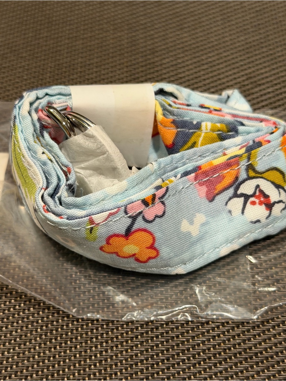 Floral Light Blue Fabric Belt with Metal ring vera Bradley new